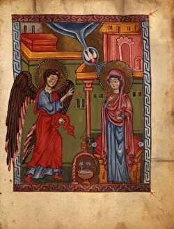 Armenian Church Gallery: The Annunciation (Manuscript illumination from the Matenadaran Gospel), 1323