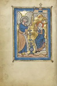 Lilium Prints: The Annunciation; Psalter, mid-1200s. Creator: Unknown