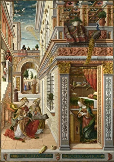 Venetian School Collection: The Annunciation, with Saint Emidius, 1486. Artist: Crivelli, Carlo (c. 1435-c. 1495)