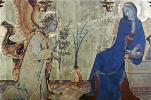 Simone Martini Collection: The Annunciation and Two Saints, (detail), 1333. Artist: Simone Martini