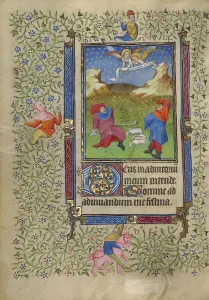 Master Of Egerton 1070 Prints: The Annunciation to the Shepherds; Book of Hours, about 1410. Creator: Unknown