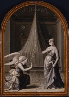 The Annunciation. (Triptych, reverse), 1500. Artist: Albertinelli, Mariotto (1474-1515) The Annunciation. (Triptych, reverse), 1500. Artist: Albertinelli, Mariotto (1474-1515)