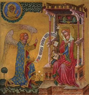 Annunciation of the Virgin Mary, c1350 (1955).Artist: Master of the Vyssi Brod Altar