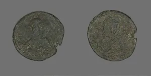 Follis Prints: Anonymous Follis (Coin), Attributed to Constantine IX, 1042-1055. Creator: Unknown