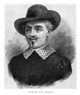 Colonialist Prints: Anthony van Diemen, Dutch colonial governor, (1886). Artist: J Johnson