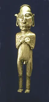 Empty anthropomorphic figure made of silver representing a male person with his arms
