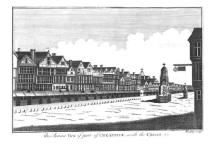 Alex Gallery: An Antient View of part of Cheapside, with the Cross Etc. late 18th century