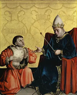 Wound Prints: Antipater before Julius Caesar, 1435. Creator: Konrad Witz