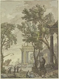 Docks Prints: Antique seaport. Creator: Isaac de Moucheron