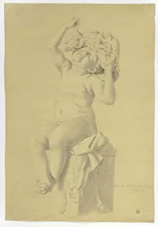 Downman John Collection: Antique Statue of Seated Putto Holding Mask of Silenus, 1775. Creator: John Downman