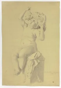 Downman John Collection: Antique Statue of Seated Putto Holding Mask of Silenus, 1775. Creator: John Downman