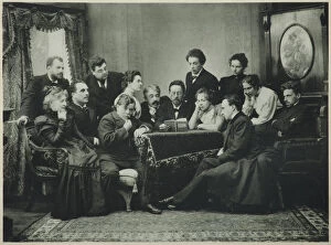 Anton Chekhov reads The Seagull with the Moscow Art Theatre company, 1899. Artist: Pavlov, Pyotr Petrovich (1860-1925)