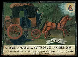 Underneath Prints: Antonino Caroselli run over by a coach, 1860. Creator: Unknown