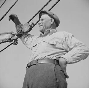 Fisherman Gallery: Antonio Milietello, the oldest fisherman aboard the Alden, Gloucester, Massachusetts, 1943