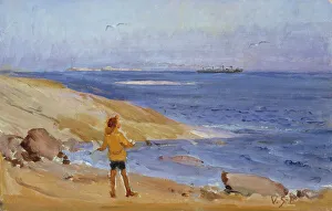 Antti on a Rocky Beach, 1908-1915. Creator: Venny Soldan-Brofeldt