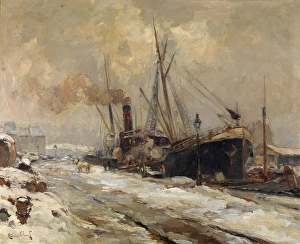 Antwerp Harbour in Winter, c1900-1920. Creator: Maurits Blieck