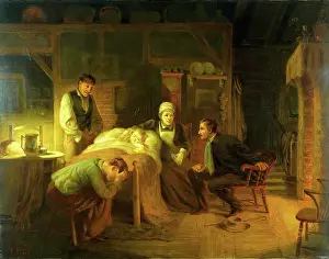 Parents Prints: Anxious moments: a sick child, its grieving parents