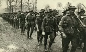 Mumby Frank Arthur Collection: ANZAC soldiers marching to the front, France, First World War, c1916, (c1920). Creator: Unknown