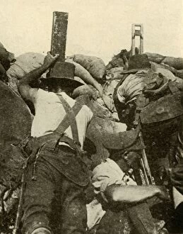 With the Anzacs in Gallipoli: inside an Australian trench, First World War, 1915-1916, (c1920)