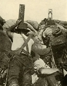 Gallipoli Peninsula Collection: With the Anzacs in Gallipoli: inside an Australian trench, First World War, 1915-1916, (c1920)