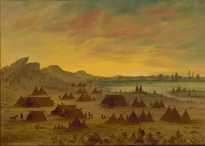Teepee Gallery: An Apachee Village, 1855 / 1869. Creator: George Catlin