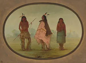 Apache Gallery: Two Apachee Warriors and a Woman, 1855 / 1869. Creator: George Catlin
