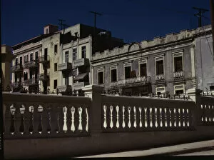 Rail Gallery: Apartment houses near the cathedral in old part of the city, San Juan, 1941. Creator: Jack Delano