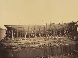 Isambard Kingdom Brunel Gallery: Aphrodita Under Construction, ca. 1857. Creator: Robert Howlett