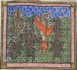 Apocalypse, Detail: Demons falling from heaven, ca 1370-1375. Artist: Anonymous Apocalypse, Detail: Demons falling from heaven, ca 1370-1375. Artist: Anonymous