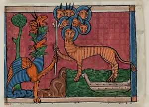 Position Prints: Apocalypse Leaf Fragment: The Beast of the Sea, c1295. Creator: Unknown