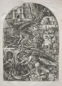 1485 1561 Prints: The Apocalypse: Satan Bound for a Thousand Years, 1546-1555. Creator: Jean Duvet (French