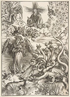 Apocalyptic Gallery: The Apocalyptic Woman, from the Apocalypse series, 1511. Creator: Albrecht Durer