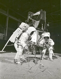 Aldrin Edwin Eugene Jr Gallery: Apollo 11 Crew During Training Exercise, 1969. Creator: NASA