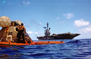 Inflated Collection: Apollo 17 recovery operations, Pacific Ocean, December 19, 1972. Creator: NASA