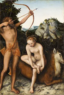 Nude Body Prints: Apollo and Diana, ca 1530. Artist: Cranach, Lucas, the Elder (1472-1553)