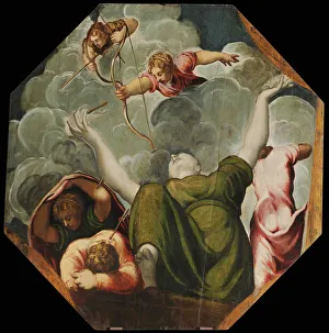 Apollo Prints: Apollo and Diana Punishing Niobe by Killing her Children, ca 1541. Creator: Tintoretto