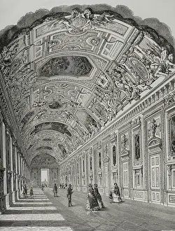 The Apollo Gallery, Louvre Palace, Paris, France, 1856. Creator: Adolphe Gusman
