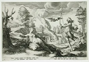Sun God Prints: Apollo Killing Coronis, published 1590. Creator: Hendrik Goltzius