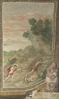 Cyclopes Gallery: Apollo killing the Cyclops (Fresco from Villa Aldobrandini), 1617-1618