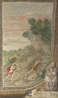 Domenichino 1581 1641 Prints: Apollo killing the Cyclops (Fresco from Villa Aldobrandini)
