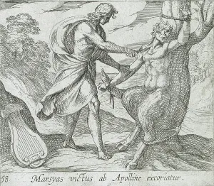 Sun God Prints: Apollo Killing Marsyas, published 1606. Creators: Antonio Tempesta, Wilhelm Janson