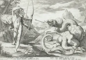 Sun God Prints: Apollo Killing the Python, published 1589. Creator: Hendrik Goltzius