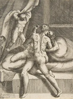Apollo Prints: Apollo and Leucothea, from The Loves of the Gods, ca. 1531-76. Creator: Giulio Bonasone