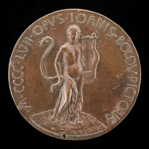 Lyre Gallery: Apollo with Lyre and Long Scroll [reverse], 1457. Creator: Giovanni Boldu