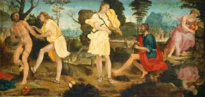 Skinning Prints: Apollo and Marsyas, c. 1540. Creator: Michelangelo Anselmi