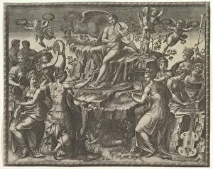 Muses Gallery: Apollo and the Muses, ca. 1557. Creator: Giorgio Ghisi
