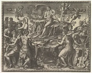 Muses Gallery: Apollo and the Muses, ca. 1557. Creator: Giorgio Ghisi