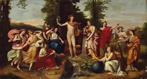 Hand Gestures Prints: Apollo and the Muses on Parnassus, 1750. Creator: Anton Raphael Mengs