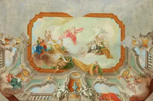 Inspiration Prints: Apollo with the Muses-Project for a Plafond, between 1726-1732. Creator: Unknown