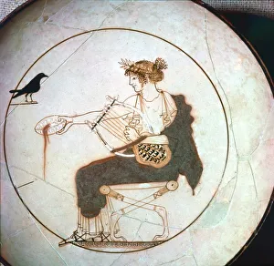 Apollo Prints: Apollo offering a libation to the raven, kylix, 5th century BC